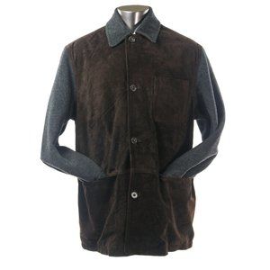 BANANA REPUBLIC Jacket Coat Sz. M Wool Suede Two-Tone Brown Gray Warm